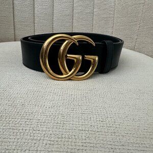 Womens GUCCI Marmont Black Belt GG Size 80cm (US 26/4)